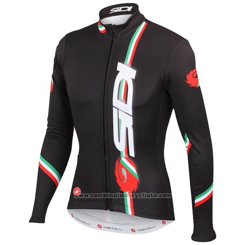2014 Maillot Cyclisme Castelli SIDI Noir et Rouge Manches Longues et Cuissard